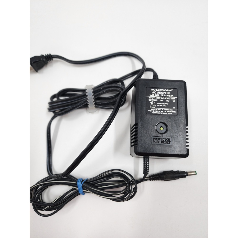 Archer AC Adapter 12V DC 1A Radio Shack Tandy 273-1653APower Supply Reset Button